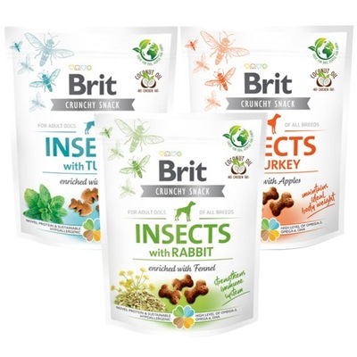 Przysmak dla Psa BRIT CARE Dog Snack INSECTS Owady Zestaw Smakołyki Mix x3