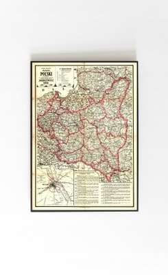Stara mapa Polski 1930 r. 50x40cm
