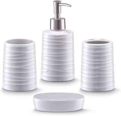 Ceramiczny zestaw akcesoriów łazienkowych - 4 szt.