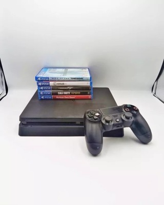 KONSOLA SONY PLAYSTATION 4 SLIM 500 GB CZARNA + 5 GIER