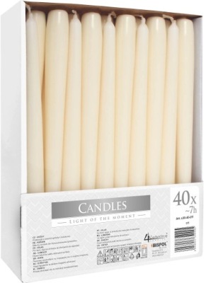 ŚWIECA STOŻKOWA ŚWIECZKA STOŁOWA ECRU KREMOWE 24,5