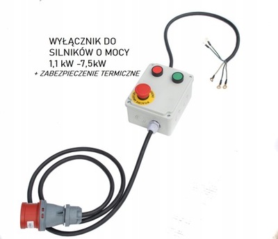 WYŁĄCZNIK WŁĄCZNIK DO SILNIKA 3F WTYCZKA 16A ZAKRES 1,1-7,5 kW + TERMIK