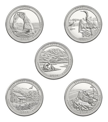 25 cent (2014) Parki USA -komplet 5 monet z 2014 roku Mennica San Francisco