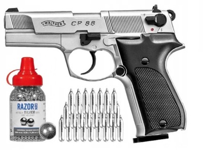 Pistolet Walther CP88 nikiel 4,5 mm CO2 ZESTAW