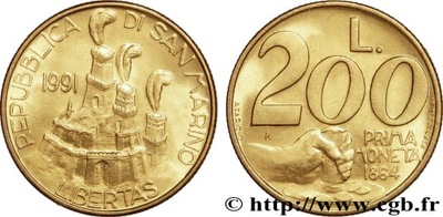 SAN MARINO 200 lirów 1991