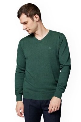 Sweter Męski Zielony Bawełniany V-neck Anthony Lancerto M