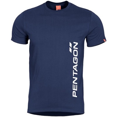 Koszulka Męska Sportowa Bawełniana T-shirt Pentagon Vertical Niebieska XL