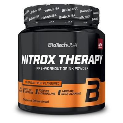 BioTech USA Nitrox Therapy 340 g Mocna Przedtreningówka Siła Tropikalny