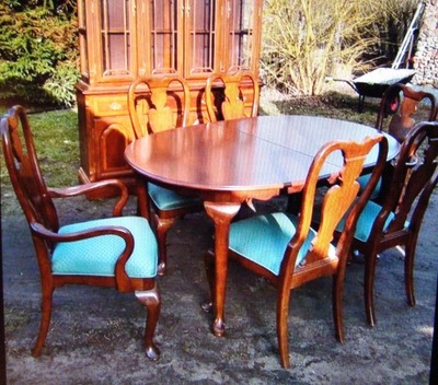 Stół owalny 4 krzesła +2 Fotelowe drewniany