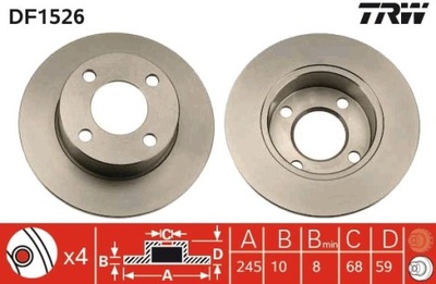 DISCO DE FRENADO VW PARTE TRASERA A80/100 DF1526  