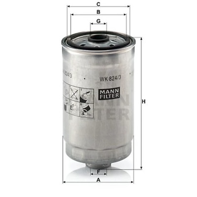 FILTRO COMBUSTIBLES MANN-FILTER WK 824/3  
