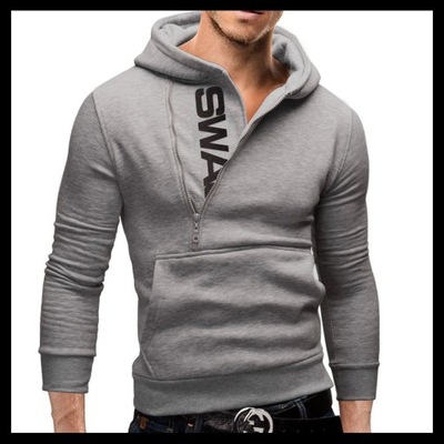 Bluza Z Kapturem Sweter Meski, Grey,M