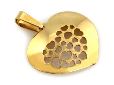 Zawieszka złota w kształcie serca z serduszkami