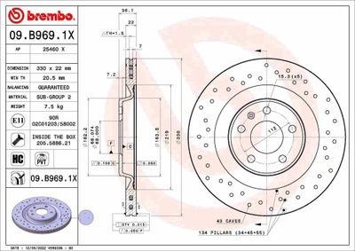 DISKU : STABDŽIŲ O AUKŠTOS SKUTECZNOSCI BREMBO 09.B969.1X 