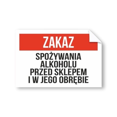 Naklejka Zakaz Spożywania Alkoholu Sklep 30x20cm