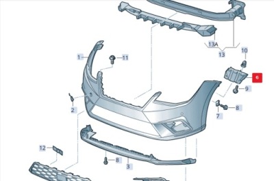 Seat ibiza v kj1 передняя часть правый бампер кронштейн 6f0807184a фото №1