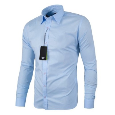 KOSZULA MĘSKA BŁĘKITNA KLASYCZNA Slim Fit TALIOWANA GŁADKA ROZMIAR XL