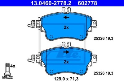 ATE 13.0460-2778.2 ZAPATAS DE FRENADO PARTE DELANTERA DB W176/W246 11-  