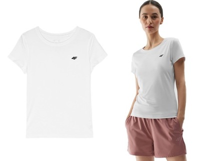 T-shirt sportowy damski 4F F604 koszulka na siłownie biała L