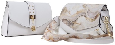 Massimo Contti kabelka poštárka ekologická koža biela vymeniteľná klapka
