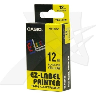 Casio oryginalny taśma do drukarek etykiet, Casio, XR-12YW1, czarny druk/żó
