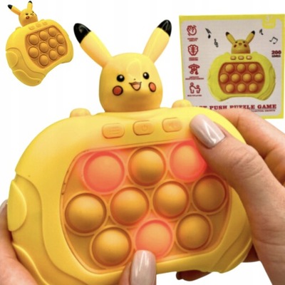 KONSOLA POP IT PIKACHU POKEMON GRA ELEKTRONICZNA ANTYSTRESOWA 80 POZIOMÓW