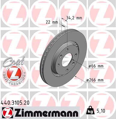 ZIMMERMANN 440.3105.20 ДИСК ТОРМОЗНОЙ