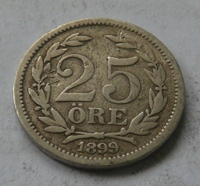 SZWECJA - OSKAR II - 25 ORE 1899 r.- srebro Ag