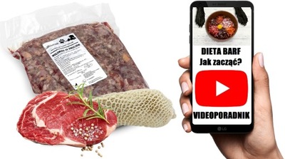 Mięso surowe mrożone karma dla psa mokra wołowina żwacze witaminy BARF 10kg