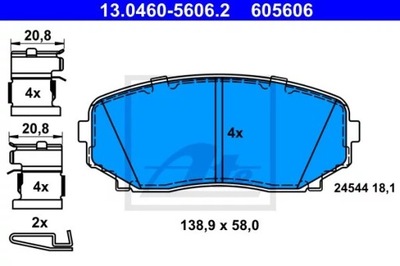 ATE 13.0460-5606.2 JUEGO ZAPATAS HAMULCOWYCH, FRENOS TARCZOWE  