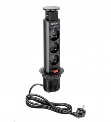 GNIAZDO POTRÓJNE CHOWANE W BLAT NABLATOWE z USB