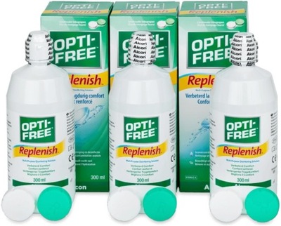 PŁYNY ALCON OPTI-FREE REPLENISH 3x 300 ml +3 pojemniki