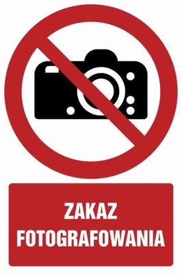 Znak PCV Zakaz fotografowania 20x30