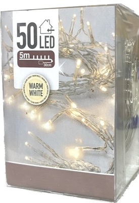 Lampki światełka na baterie 50 LED biały ciepły