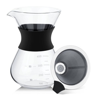 SZKLANY DZBANEK DO KAWY HERBATY Z FILTREM 400ML