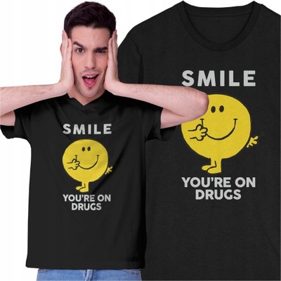 Koszulka Uśmiechnięta Buźka Emotka T-shirt z Śmiesznym Nadrukiem