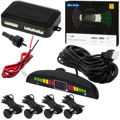 4 PIEZAS SENSORES RETROVISOR APARCAMIENTO BUZZER MONITOR JUEGO PARTE DELANTERA PARTE TRASERA NEGRAS  