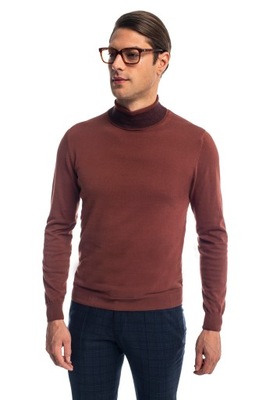 Sweter golf bawełniany wilton ceglasty XL