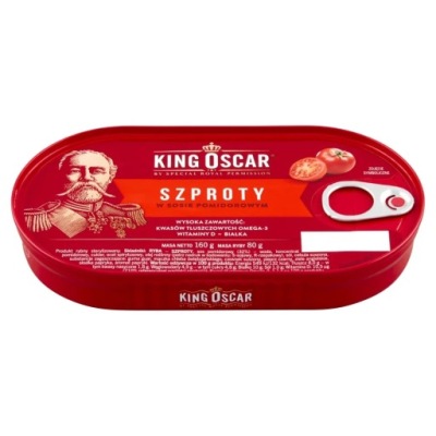KING OSCAR SZPROTY W SOSIE POMIDOROWYM 160G