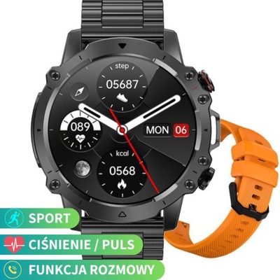 Smartwatch męski z funkcją rozmowy Rubicon RNCF18 czarny pomarańczowy