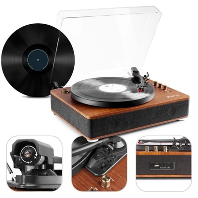Gramofon vintage HQ z głośnikami USB BT+ Winyl