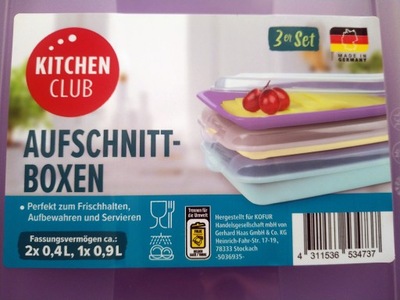 Zestaw 3 pojemników na wędliny Kitchen Club pojemniki