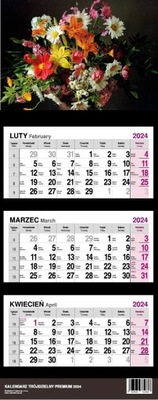 Kalendarz 2024 O-press Ścienny Trójdzielny Premium Bukiet