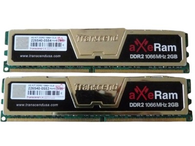 Pamięć DDR2 PC2 4GB 1066MHz PC8500 Transcend aXe 2x 2GB Dual Gwarancja