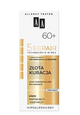 AA Technologia Wieku 5Repair 60+ Złota Kuracja krem pod oczy odżywczy, 15ml