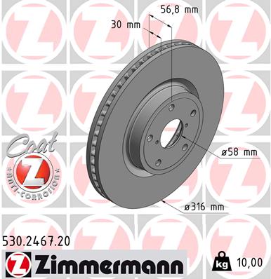 ZIMMERMANN 530.2467.20 ДИСК ТОРМОЗНОЙ