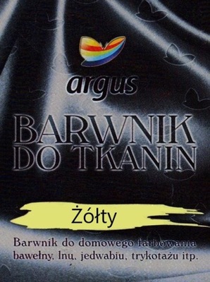 Barwnik do gotowania odzieży ubrań ARGUS ŻÓŁTY