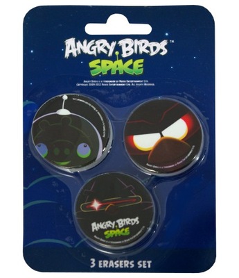 ANGRY BIRDS gumka do ścierania - 3szt SPACE