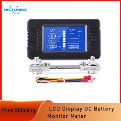 MICTUNING LCD DISPLAY DC BATTERY MONITOR METER 0-200V VOLTMETER AMME~72984  