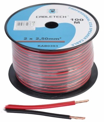 Przewód kabel głośnikowy CCA 2.50mm Cabletech 1m/b